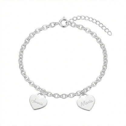 Bracelet Breloque Coeurs Personnalisés